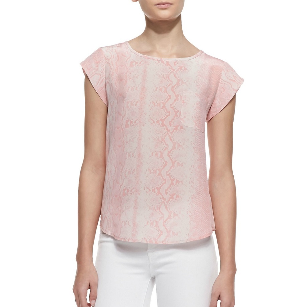 100% Silk Short Sleeve Blouse XS